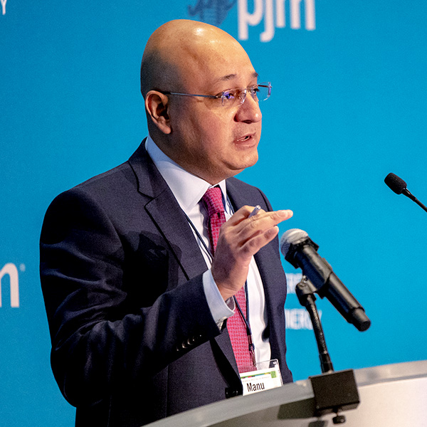 PJM CEO Manu Asthana speaks during the PJM annual meeting on May 1.
