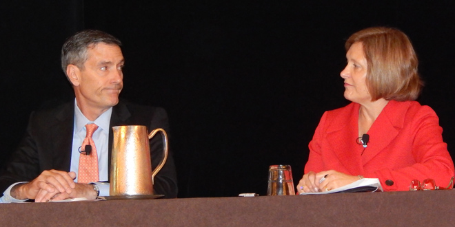 Richard Doying, EVP of MISO (L) and Elizabeth (Libby) Jacobs, IUB Commissioner and OMS President at MARC 2015 Annual Meeting